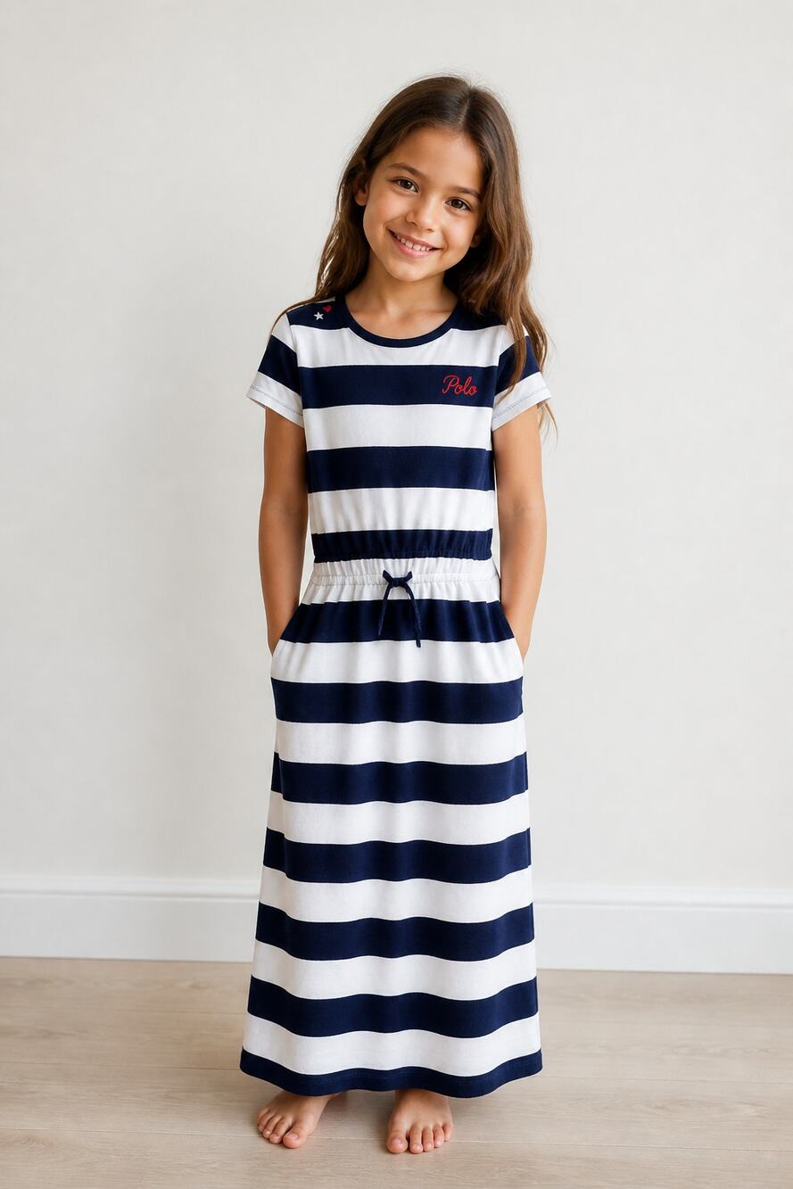 Polo Ralph Lauren Blue White Striped Dress 8-10